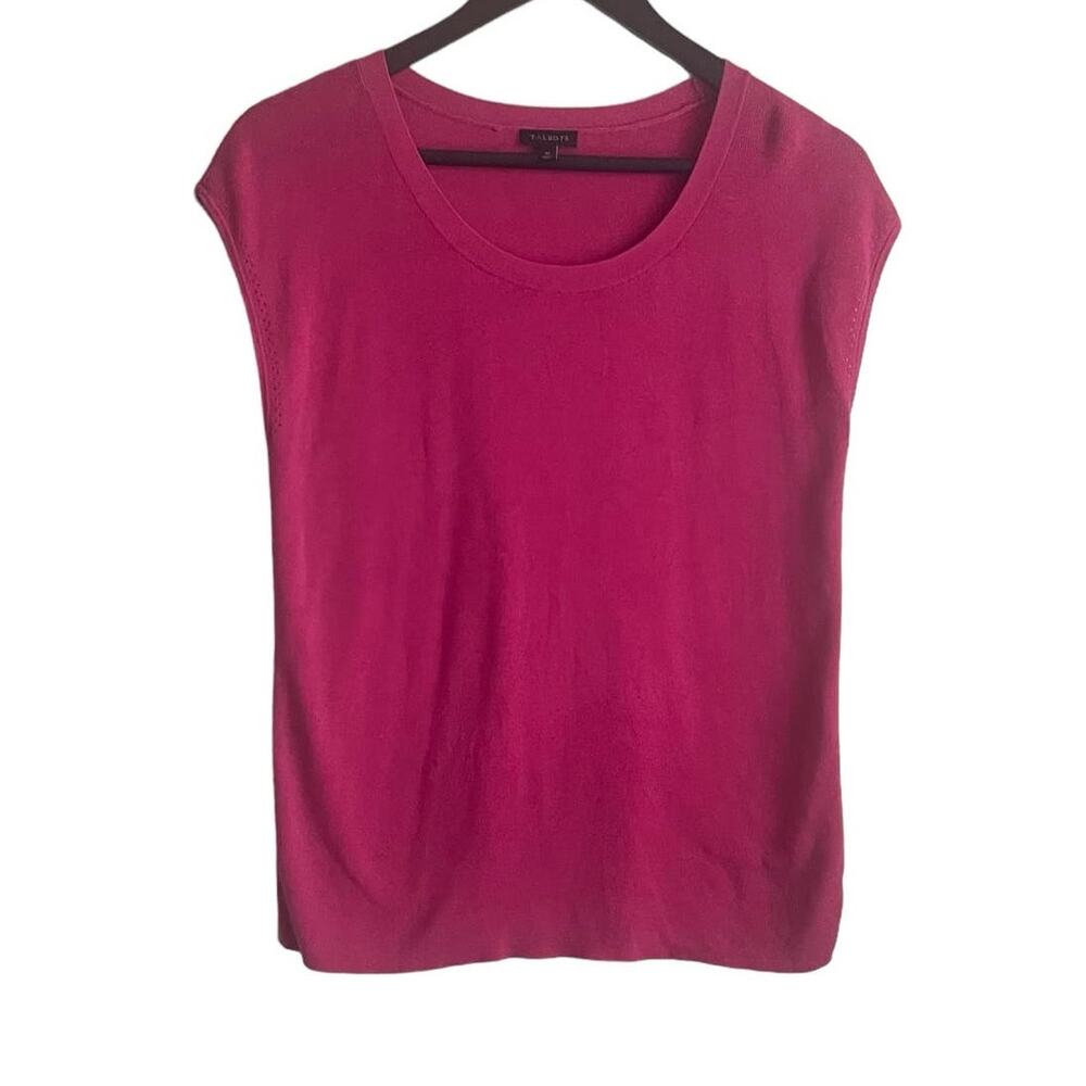 Talbots Women Knit Top M Pink Sleeveless Cotton‎ Rayon Layering Coastal Preppy